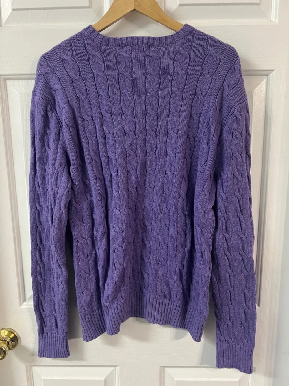 Polo by Ralph Lauren Purple Cable-Knit Crewneck Sweater - Picture 5 of 7